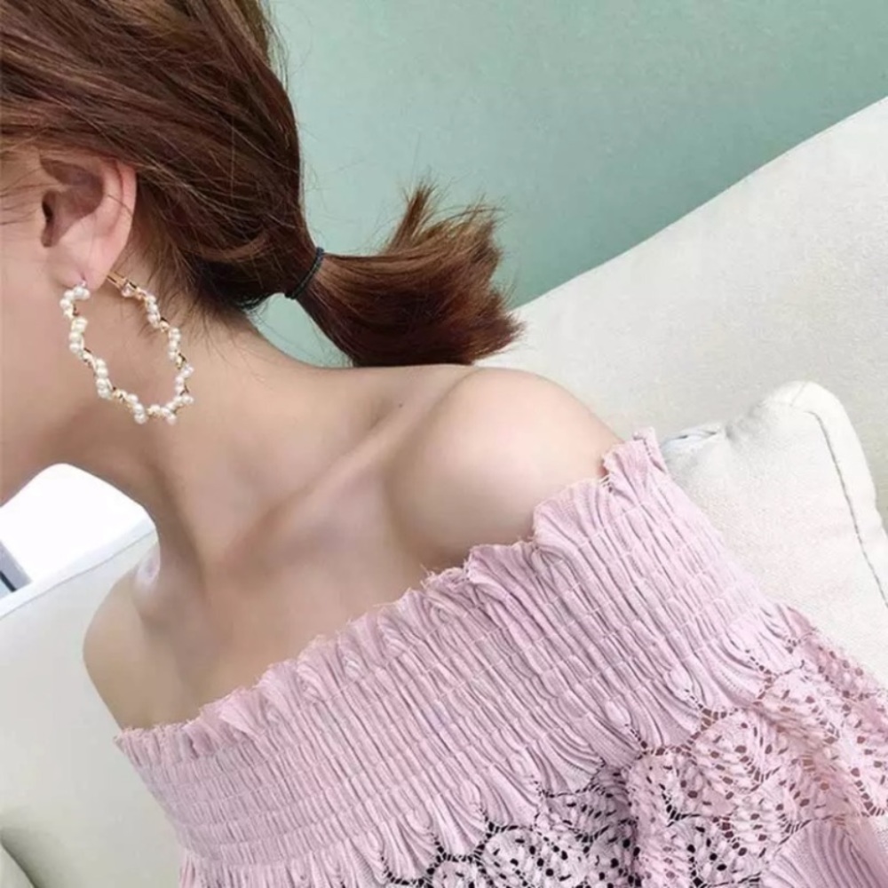 large exquisite pearl twist earrings